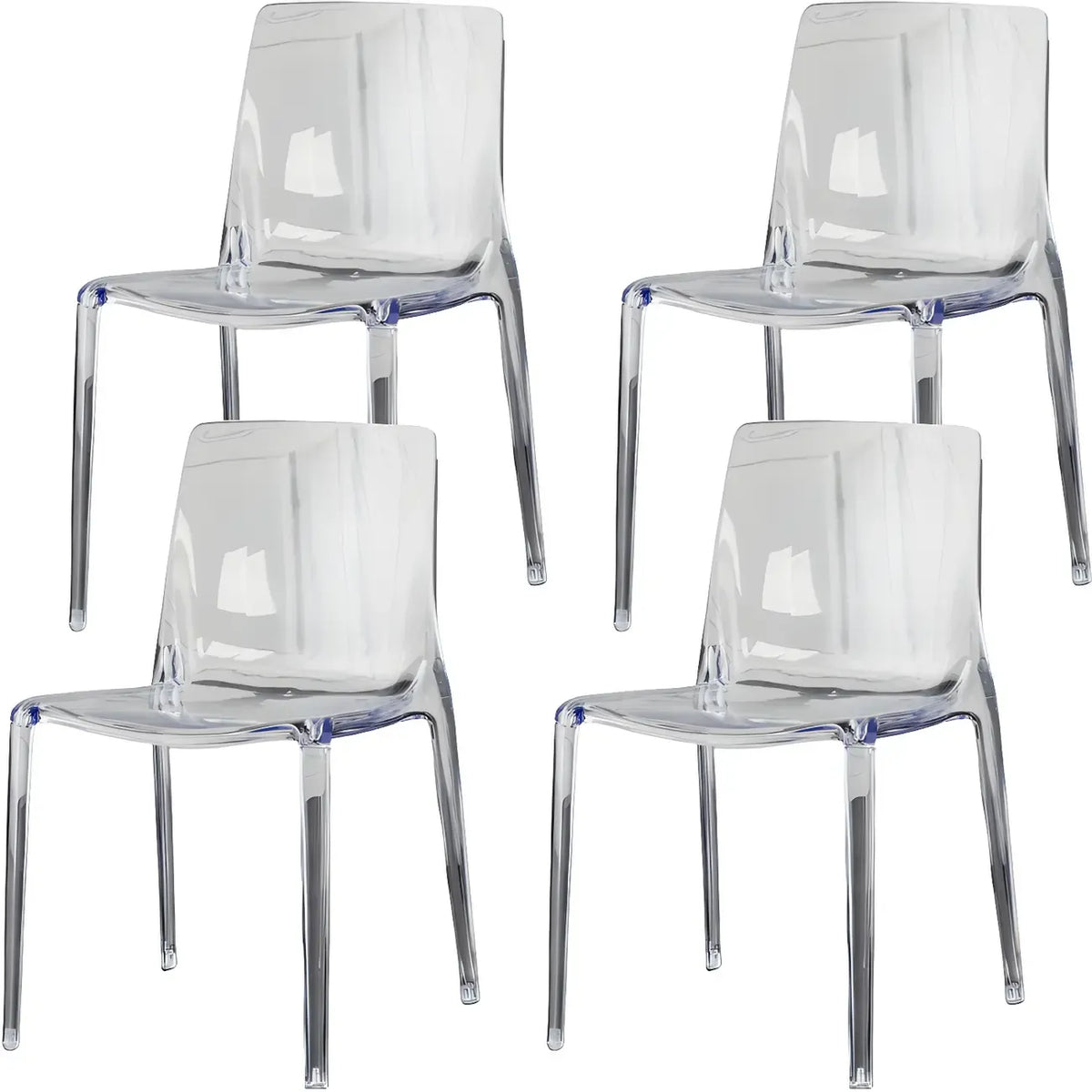 Chaise de salle à manger ambre en acrylique, sans accoudoirs et à dossier bas