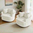 2er-Set übergroßer Cord-Sessel mit Drehfunktion, 43 W, und Kissen