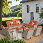 XIZZI 9-delige loungeset voor buiten met draaibare stoel