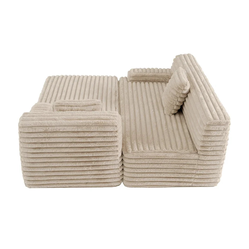 Modułowa sofa narożna Cloud, nowoczesna tapicerowana kanapa z 2 poduszkami dekoracyjnymi, dowolnie konfigurowana, w kształcie litery L