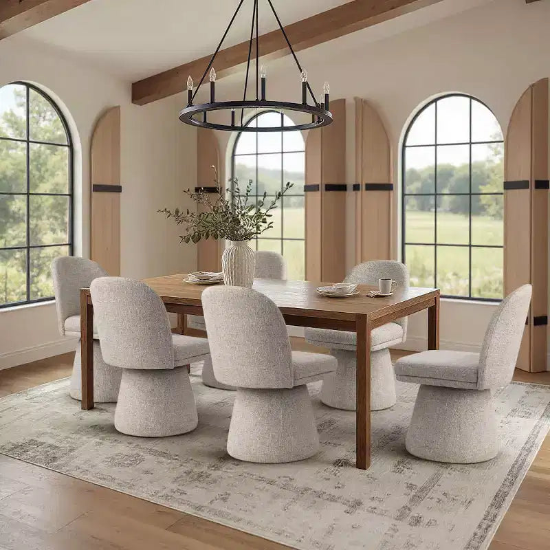 Set di 6 sedie da pranzo moderne girevoli a 360 e senza braccioli, con base a piedistallo, eleganti sedie d'accento per cucina, sala da pranzo o ufficio-Panipeachy