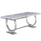 Mesa de jantar moderna com base em U de metal inoxidável