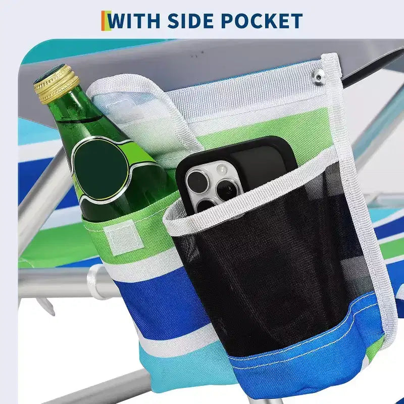 Acekool 2er-Pack leichte Strandstühle im Rucksackdesign, 5-fach verstellbare, flach klappbare Stühle für Erwachsene mit Gurten, Getränkehalter und Handtuchstange, belastbar bis 300 lbs