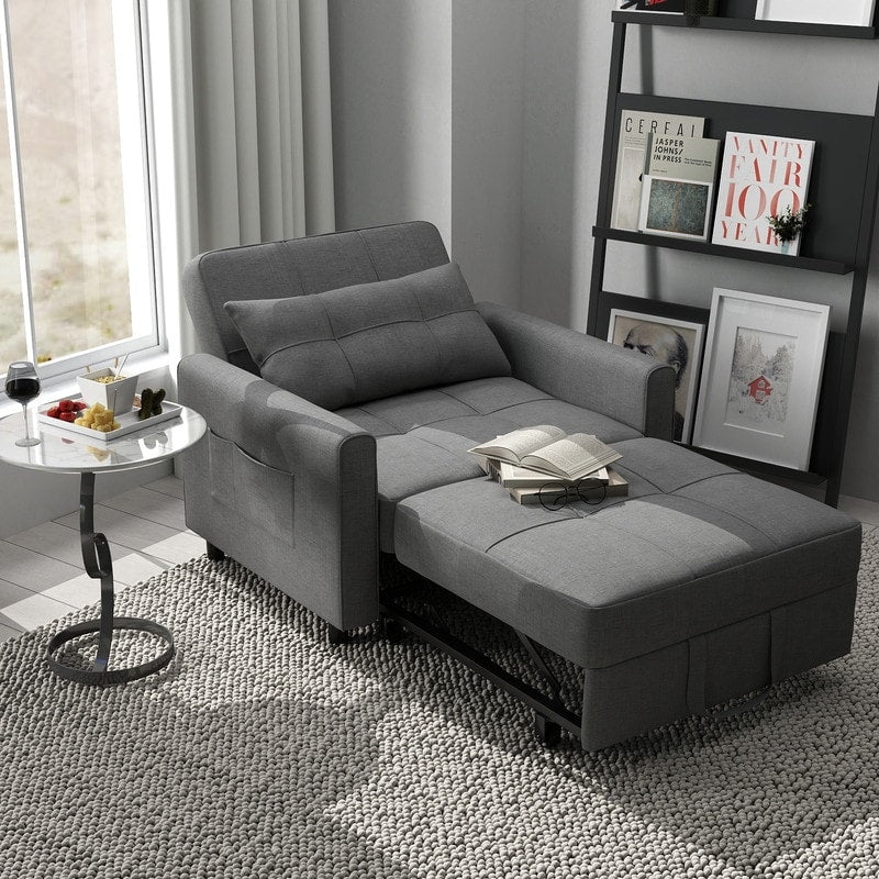 3-in-1-Schlafsofa mit verstellbarer Liegefläche, ausziehbares Sesselsofa, umwandelbares Klappbett fürs Wohnzimmer