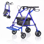Portable Collapsible Wheelchair for Adults, 299lb Capacity, 6 Wheels, Adjustable Height, Underseat Storage, Comfortable Seat & Foot Pedal