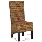 Set van 2 eetkamerstoelen van naturel rotan, 19W x 22D x 41H, boho-kuststijl
