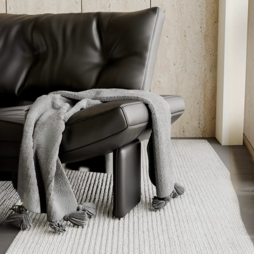 Fauteuil d'appoint contemporain noir en chenille capitonnée sans accoudoirs