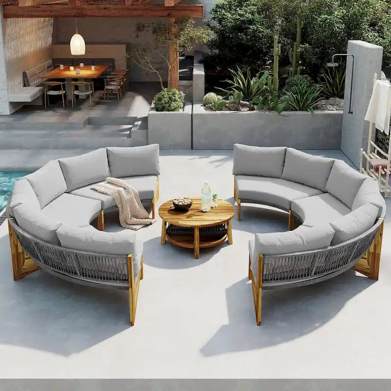 Gartensitzgruppe für 6 Personen mit Polstern und 1Couchtisch
