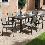 Aluminium tuinset voor buiten, 5/7-delig, met stapelbare stoelen en uitschuifbare tafel