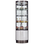 Multiple Levels Glass and Metal Shelf Storage Display Corner Wine Cabinet