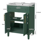 Badkamermeubel van 24 met keramische wastafel, kast in shakerstijl, 2 softclosedeuren en massiefhouten frame, voor een kleine badkamer of toiletruimte