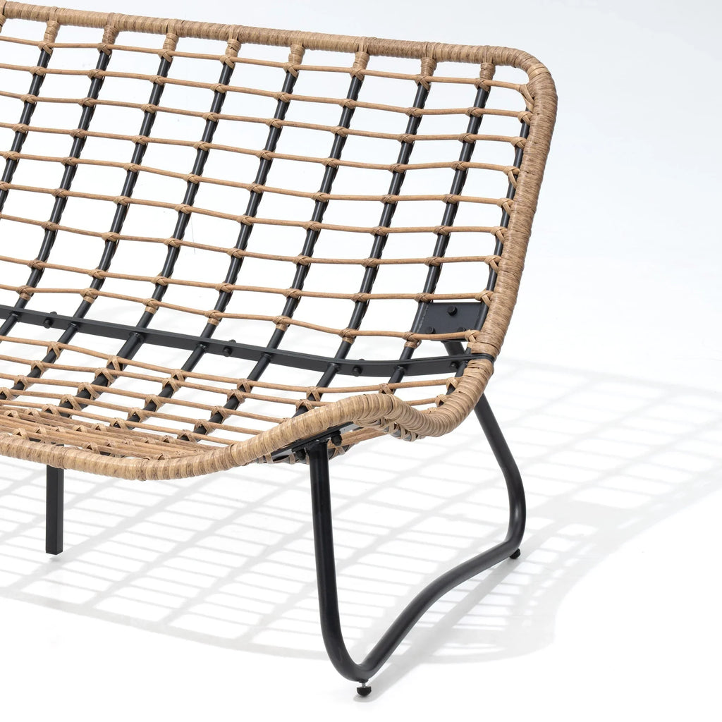 Poltrona doppia Papasan con cuscino, in rattan PE resistente a tutte le condizioni atmosferiche e struttura in metallo, per interni ed esterni
