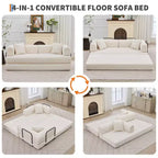 Canapé-lit convertible 4-en-1, matelas de sol pliant en velours côtelé sans cadre de 79 avec coussin, causeuse sans montage pour petit appartement