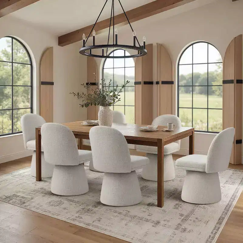 Set di 6 sedie da pranzo moderne girevoli a 360 e senza braccioli, con base a piedistallo, eleganti sedie d'accento per cucina, sala da pranzo o ufficio-Panipeachy