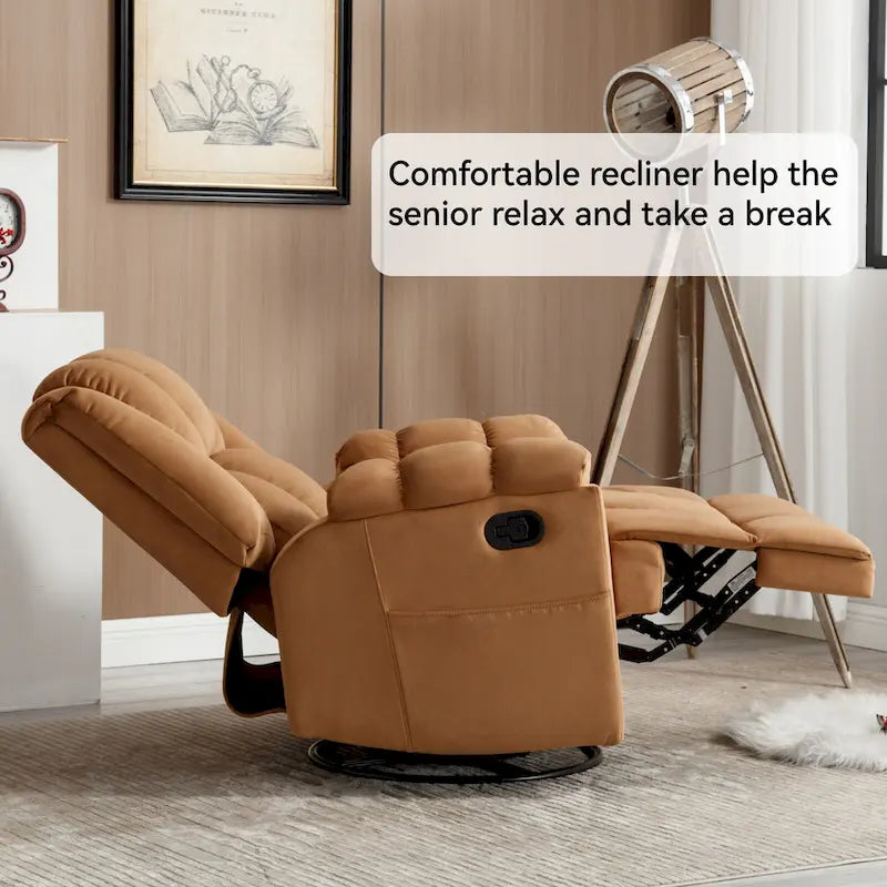 Groene extra grote handmatige relaxfauteuil met draaifunctie, schommelfunctie en stoffen bekleding