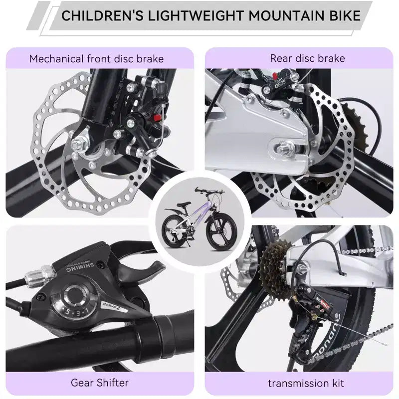 NAYSAYE 20-Zoll-Mountainbike für Kinder mit 7-Gang-Schaltung und Rahmen aus Magnesiumlegierung für Jungen und Mädchen von 8-12 Jahren, 57.09*21.65*29.92