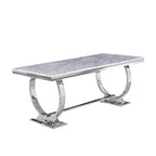 Mesa de jantar moderna com base em U de metal inoxidável