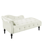 Moderne Chaiselongue, 60.6, mit Samtbezug, Knopfheftung, Beinen aus Massivholz und Ziernägeln