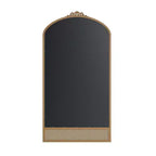 Klassischer Wandspiegel mit geschnitztem Rundbogen-Holzrahmen und unterem Rattanbereich, 37 in. W x 71 in. H, braun