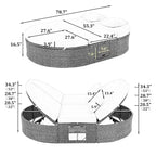 Outdoor-Sonnenliege für die Terrasse, Daybed für 2 Personen mit Sitzkissen und Kissen