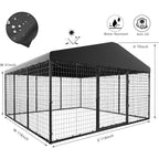 W 118 x D 118 x H 70 Große Hundezwinger für draußen, robuster Hundekäfig mit wasserdichtem Dach