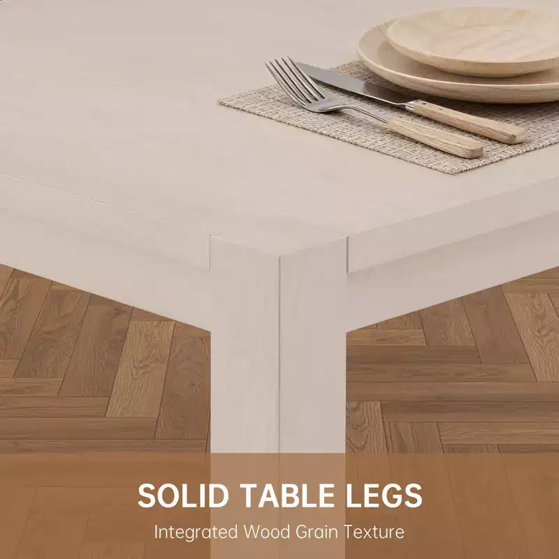 Moderne eetset - 80 tafel + 6 gestoffeerde stoelen, massief houten frame, tafelcapaciteit van 400 lbs, eenvoudig te monteren