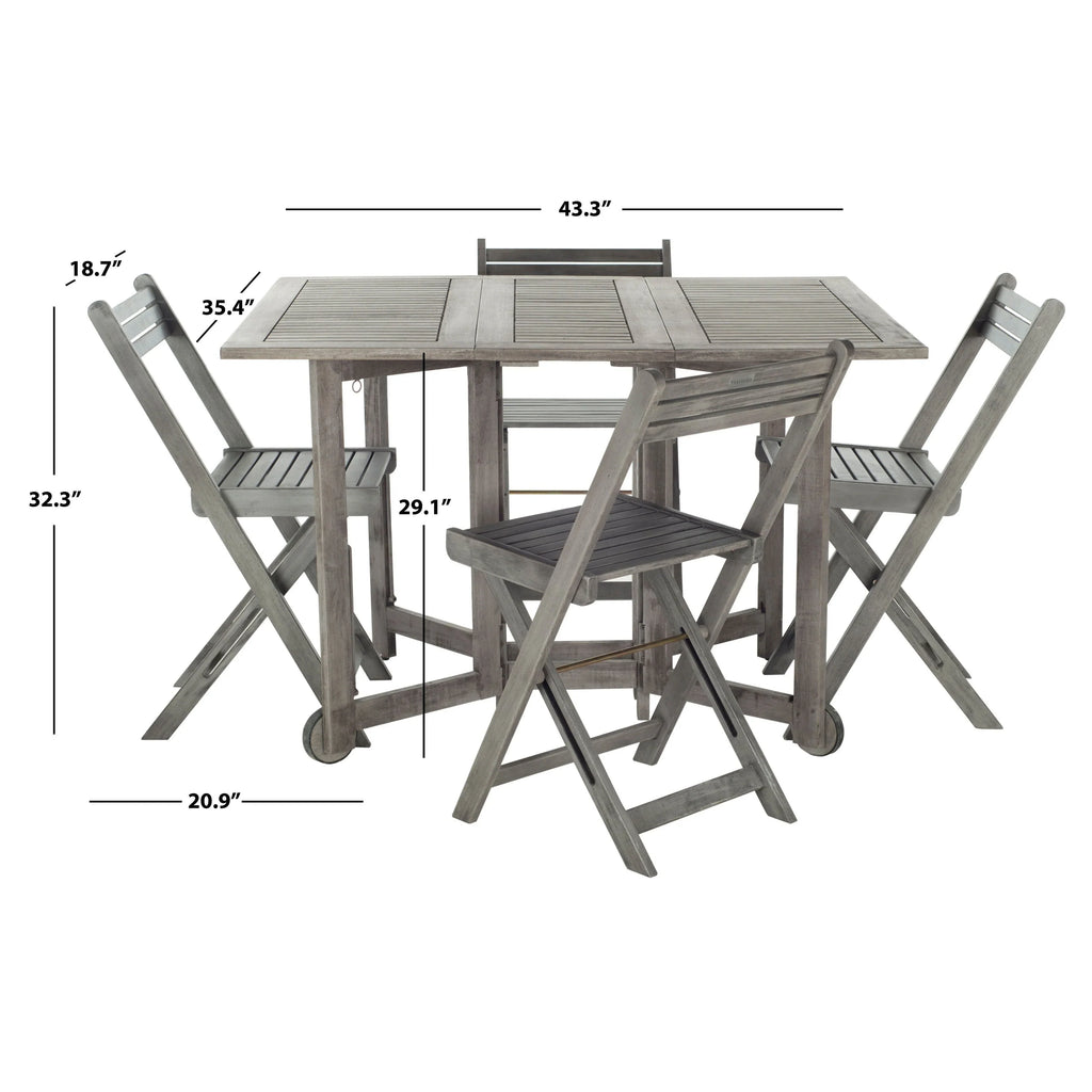 SAFAVIEH Brandy set da pranzo da esterno da 5 pezzi - 43Wx35Dx29H