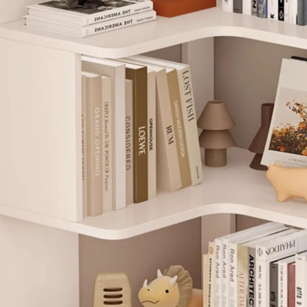 Libreria angolare in legno ingegnerizzato con 6 ripiani