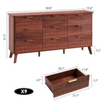 Kommode mit 9 geriffelten Schubladen, moderne Anrichte, TV-Ständer aus Holz, geschwungenes Design, für Wohnzimmer und Flur