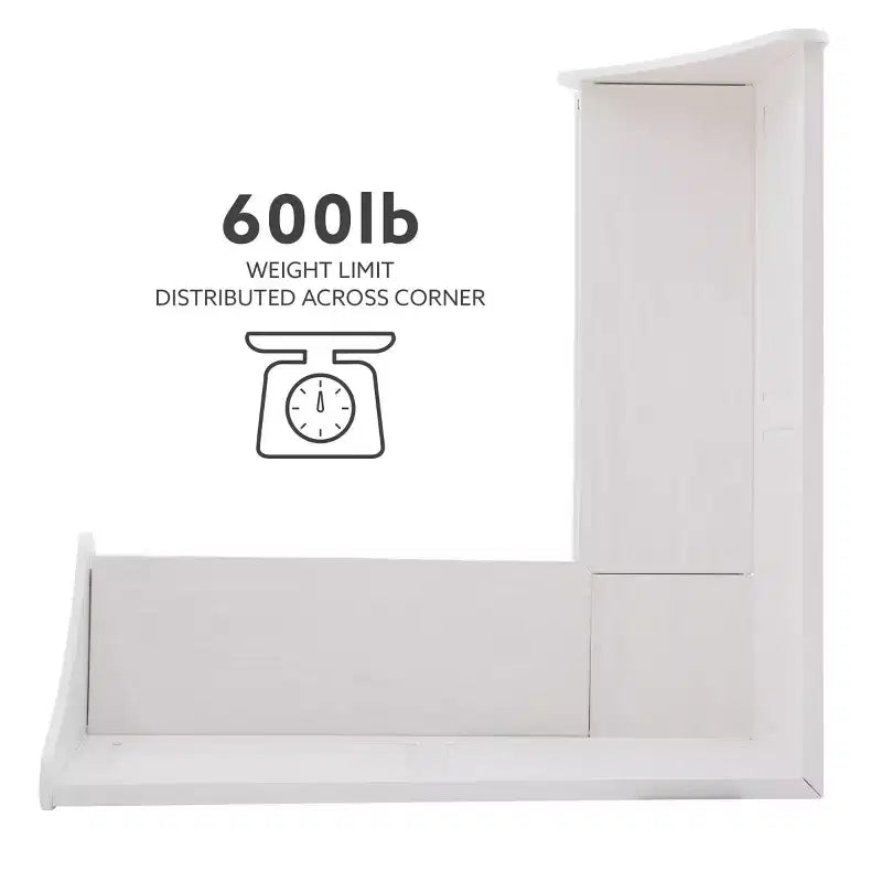 Banc d’angle petit-déjeuner Tobin traditionnel en bois massif, sans dossier, avec rangement et coussin blanc - Linon
