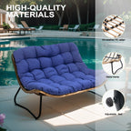 Poltrona doppia Papasan con cuscino, in rattan PE resistente a tutte le condizioni atmosferiche e struttura in metallo, per interni ed esterni