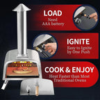 Multifuel-Pizzaofen für draußen, Pizzabäcker für Steinofenpizza mit Gasbrenner und Holzbox - 12 inch