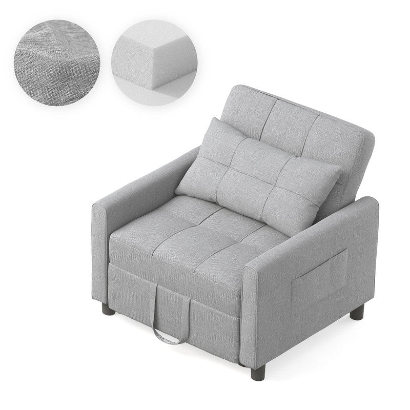 Sofá-cama ajustável 3 em 1, sofá-cadeirão extensível, cama dobrável convertível para sala de estar