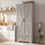 Dispensa HOMCOM in stile rustico da 72 con ante a fienile, mobile alto da cucina con ripiani regolabili e cassetto