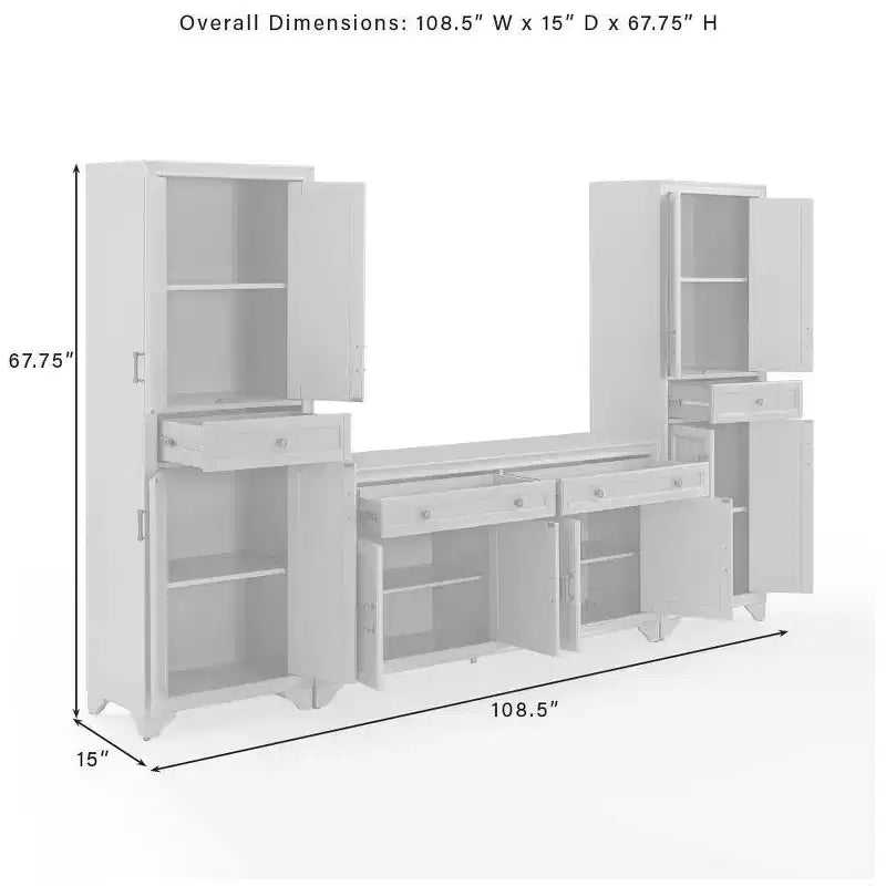 3-delige Tara-dressoir- en voorraadkastset, verweerde afwerking - Crosley