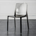 Chaise de salle à manger ambre en acrylique, sans accoudoirs et à dossier bas