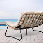 Poltrona doppia Papasan con cuscino, in rattan PE resistente a tutte le condizioni atmosferiche e struttura in metallo, per interni ed esterni