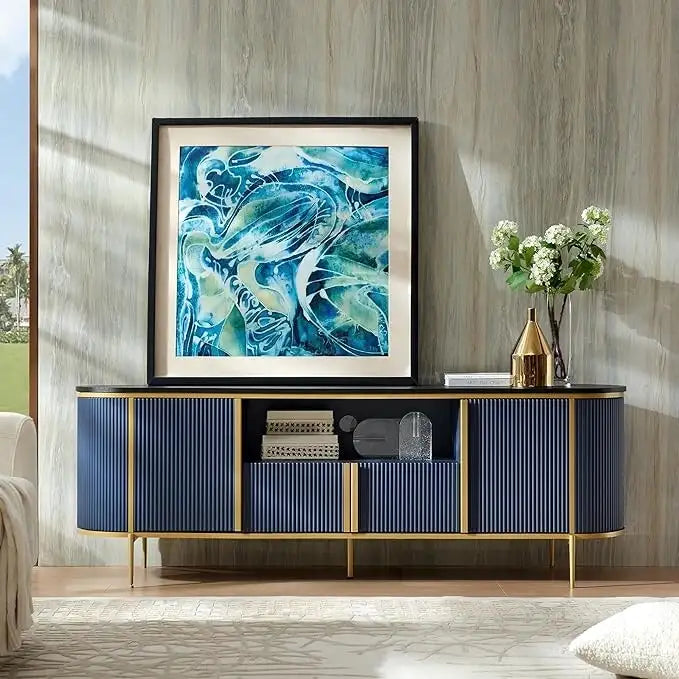 Moderne luxe tv-meubel, entertainmentmeubel met imitatiemarmeren blad