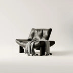 Fauteuil d'appoint contemporain noir en chenille capitonnée sans accoudoirs