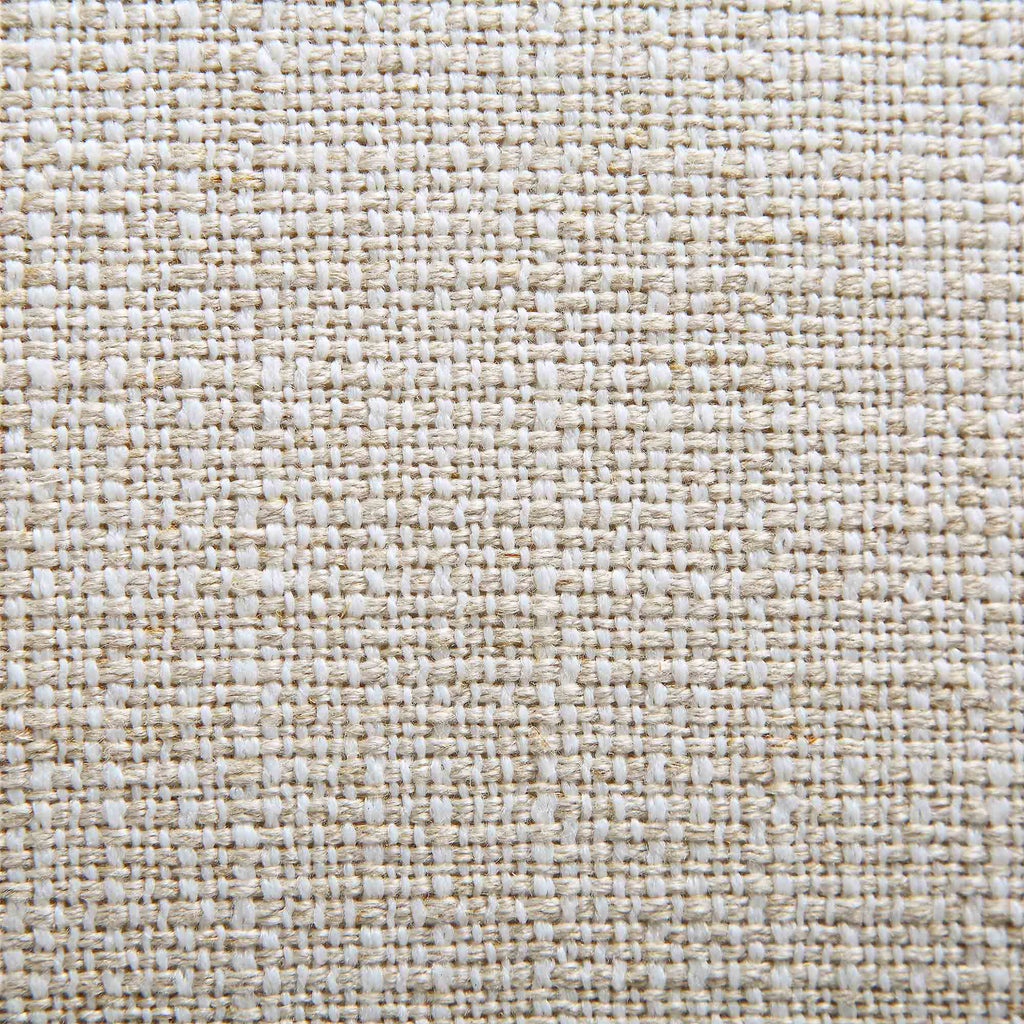 Gebogenes 3-Sitzer-Sofa mit kugelförmigen Kissen, beige Leinenmischung