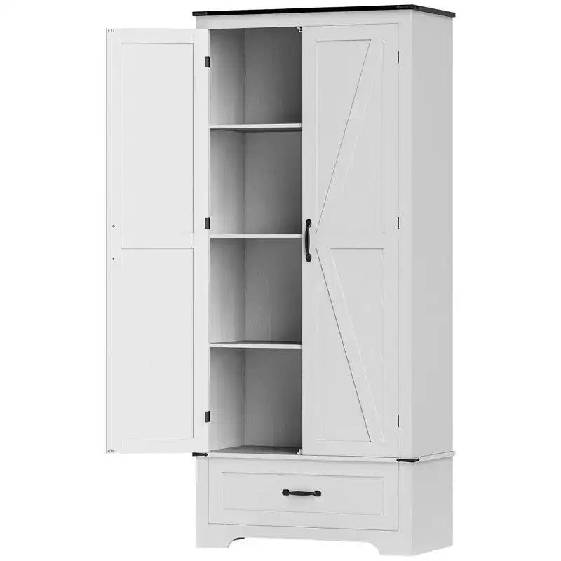 Dispensa HOMCOM in stile rustico da 72 con ante a fienile, mobile alto da cucina con ripiani regolabili e cassetto