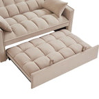 Rozkładana sofa dwuosobowa 4 w 1 z podłokietnikami i kieszeniami do przechowywania, wielofunkcyjna pikowana sofa z regulowanym oparciem