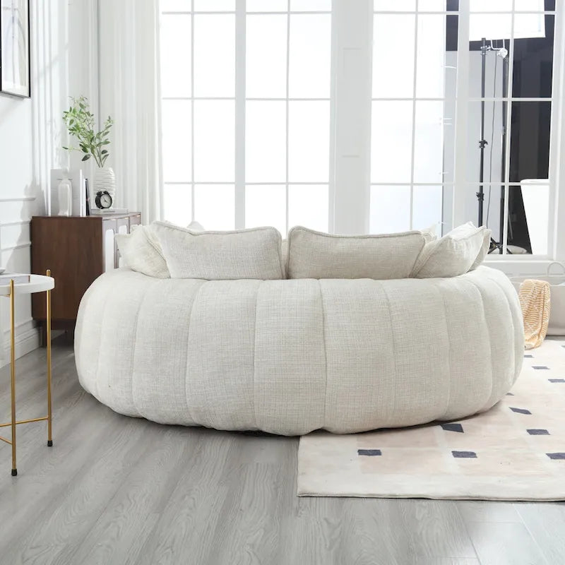 Comfortabele tweezits slaapbank met afgeronde rugleuning, extra grote slaapbank met armleuningen