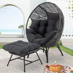 Fauteuil œuf d’intérieur FINCATI, fauteuil œuf d’extérieur supportant 440 lb, fauteuil œuf grand format avec pouf, fauteuil œuf luxueux et confortable avec repose-pieds
