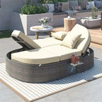 Outdoor-Sonnenliege für die Terrasse, Daybed für 2 Personen mit Sitzkissen und Kissen