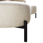 Gebogenes 3-Sitzer-Sofa mit kugelförmigen Kissen, beige Leinenmischung