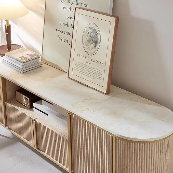 Moderne luxe tv-meubel, entertainmentmeubel met imitatiemarmeren blad