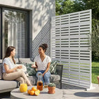 MAYEERTY 72x47 weißer Sichtschutz aus Naturmaterial für draußen, 6-teiliges Set, natürlicher Faltparavent für Hinterhof und Garten
