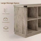 Bücherregal mit 8 Fächern, im Landhausstil, waagerecht, 62 Inch, aus Holz, für den Eingangsbereich, langes, niedriges Bücherregal fürs Wohnzimmer