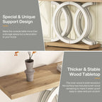 Vintage consoletafel met geometrisch onderstel, houten haltafel